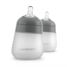 Nanobebe Flexy Silicone Baby Bottle Anti Colic Grey 9oz 2 PCS