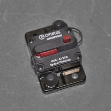 Optifuse 253 Automotive Circuit Breaker 253120, 120A, 42V DC, Waterproof Bolt On
