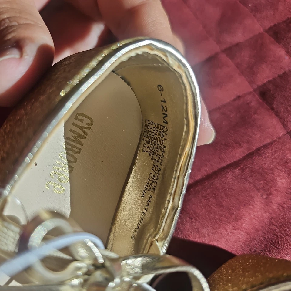 NWT Gymboree Sz 12/24 Gold Sparkle Glitter Costume Ballet Shoes for 6-12 Months - Image 3 of 4