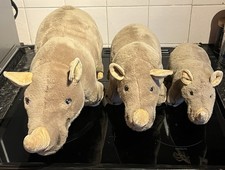 VINTAGE MERRYTHOUGHT RHINO PLUSH SEWN LABEL ENGLAND VELVET EARS FEET HORN