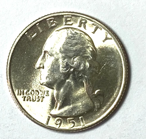 1951 S 25c Washington Silver Quarter Dollar San Francisco Uncirculated