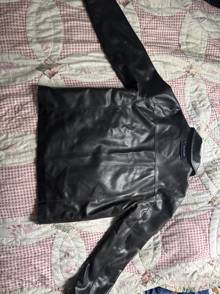 Chaqueta Polo Assn de EE. UU. Para Hombre Grande Negra Imitación Cuero Cremallera Completa Informal Foto 2 de 4