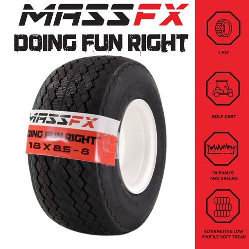 MASSFX 18x8.5-8 Golf Cart, Turf, Lawn & Garden Tires & White Wheel Kit 18x8.5x8 - Picture 5 of 9