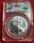 2014 $1 AMERICAN SILVER EAGLE CAC MS70 RON DRZEWUCKI HAND SIGNED LABEL