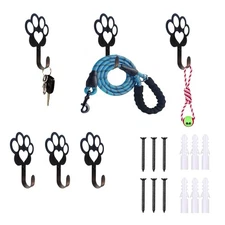 6 PCS Dog Paw Shaped Dog Leash Hook for Wall, Metal Leash Holder Wall Mounted...
