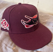 Burgundy Embroidered Rays Fitted Hat w/ Side ...