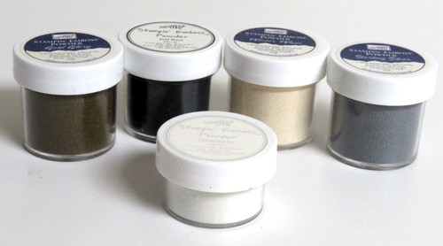 5 Stampin' Up EMBOSSING POWDERS Iridescent Ice Gold Glory Sterling Silver Black
