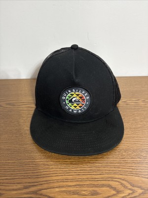 Quicksilver Hawaii Hat Cap Mesh Adjustable Black Snap Back