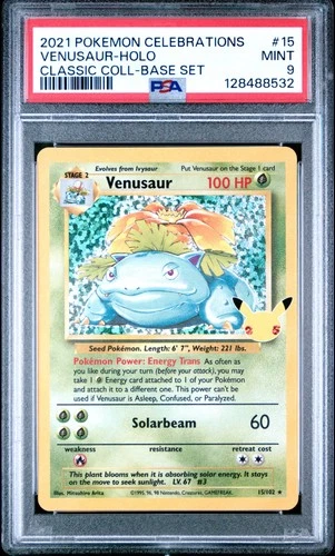 2021 POKEMON CELEBRATIONS CLASSIC COLLECTION #15 VENUSAUR-HOLO PSA 9