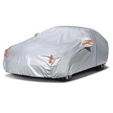 Sedan Car Cover Waterproof Heavy Duty All Fit Sedan Length 175-183 inch Silver