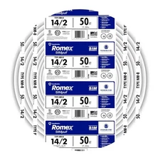 Southwire 50 Ft 14/2 Solid Romex Simpull CU NM-B W/G Wire Electrical