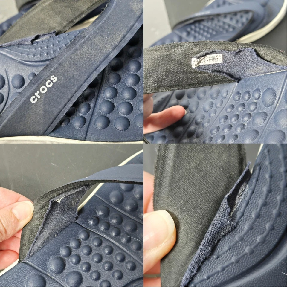 Sandalias chanclas Crocs para mujer azules Reviva talla 11 masaje verano comodidad playa Foto 2 de 4