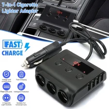 12V 3 Way Car Cigarette Lighter Socket Splitter 4 USB Port Charger Power Adapter