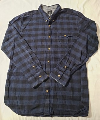 Vans Buffalo Plaid Flannel Shirt Mens Sz XL Blue Black Tailored Off The Wall EUC