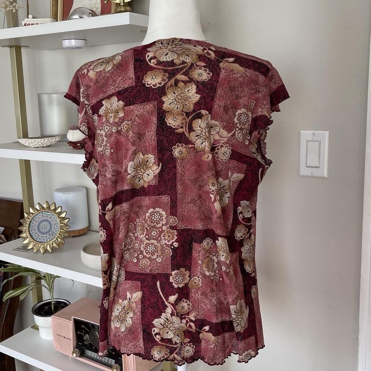 Vintage Y2K Floral Mesh Blouse Size 3XL