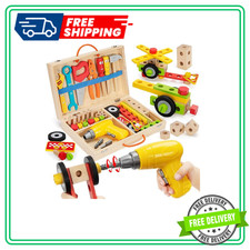 Kids Tool Set Toys For 3, 4, 5, 6, 7 Year Old Boys, Wooden Toddler Tools Set And
