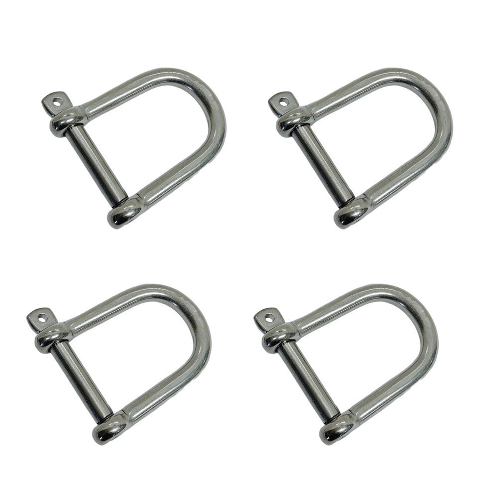 15/32" Wide D-Shackle Marine Grade Screw Pin 2850 Lb WLL Stainless Steel 4 Pcs