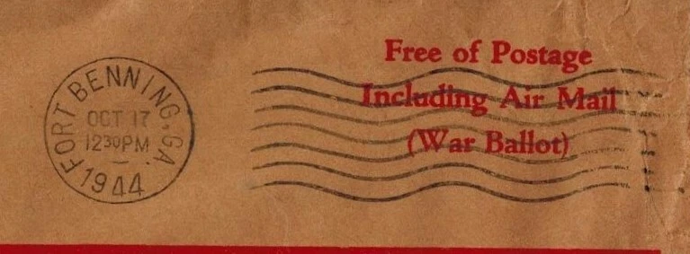 USA 1944 Election War Ballot WWII Absent Voter Envelope VERY RARE - Image 2 of 2