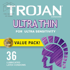 TROJAN Ultra Thin Condoms for Ultra Sensitivity, Lubricated, 36 Count Value Pack