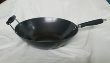 Carbon Steel Nonstick Wok Frying Pan 14" Chinese Cast Cooking Fry Stir Sear