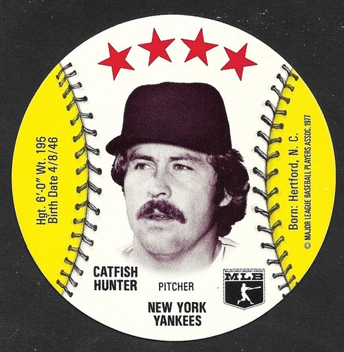 Catfish Hunter 1977 Chilly Willee Discs card