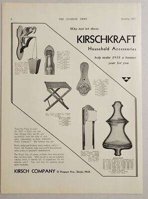 1931 Print Ad Kirschkraft Household Accessories Premiums Kirsch Co. Sturgis,MI
