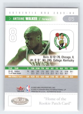 2003-04 Fleer Authentix #85 Antoine Walker | eBay