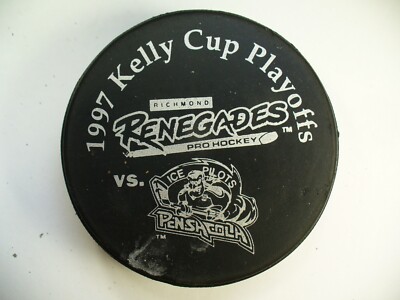 ECHL '97 Kelly Cup Playoffs Renegades Vs. Ice Pilots Hockey Puck Collect Pucks