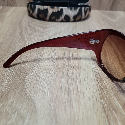 Joan Rivers Sunglasses Burgundy Brown Red with Rhinestones 