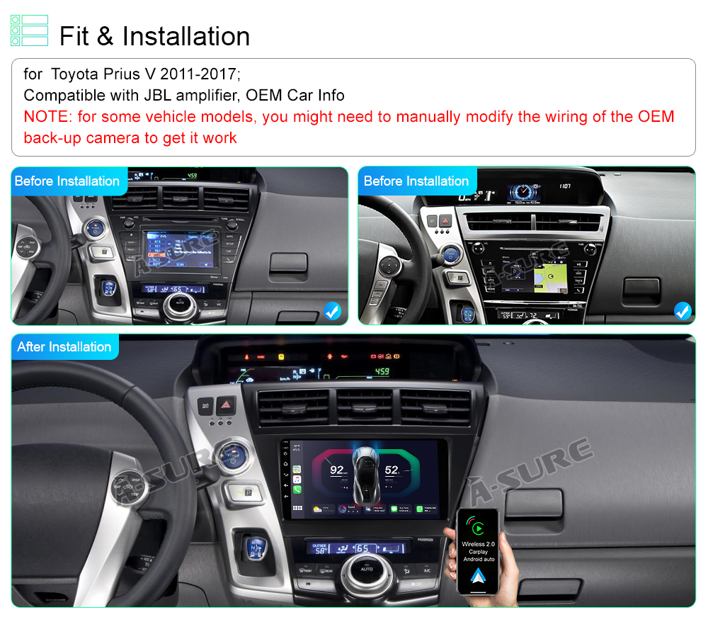 Car Stereo Android 14 Radio For 2011-2017 Toyota Prius V WIFI