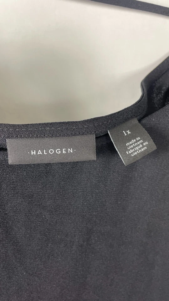 Halogen Womens Blouse Top Scoop Neck V Back Sleeveless Black Plus Size 1X. - Image 4 of 4