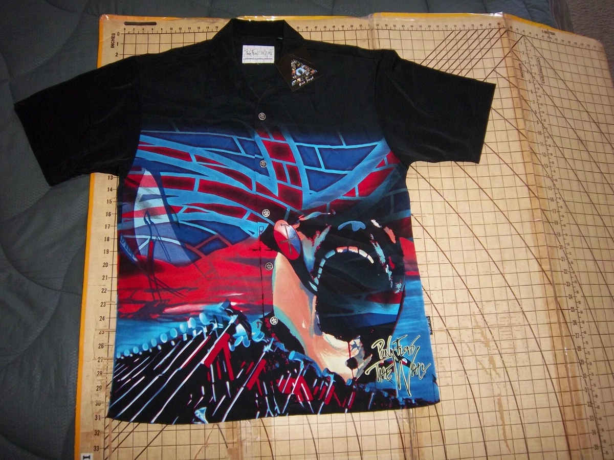 MENS LARGE BLACK PINK FLOYD THE WALL SS BUTTON UP SHIRT NWT