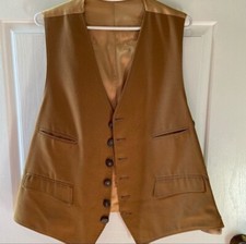 Men's 70 s All Wool Grandpa Core Vtg Waistcoat Vest L Antler Buttons. p226