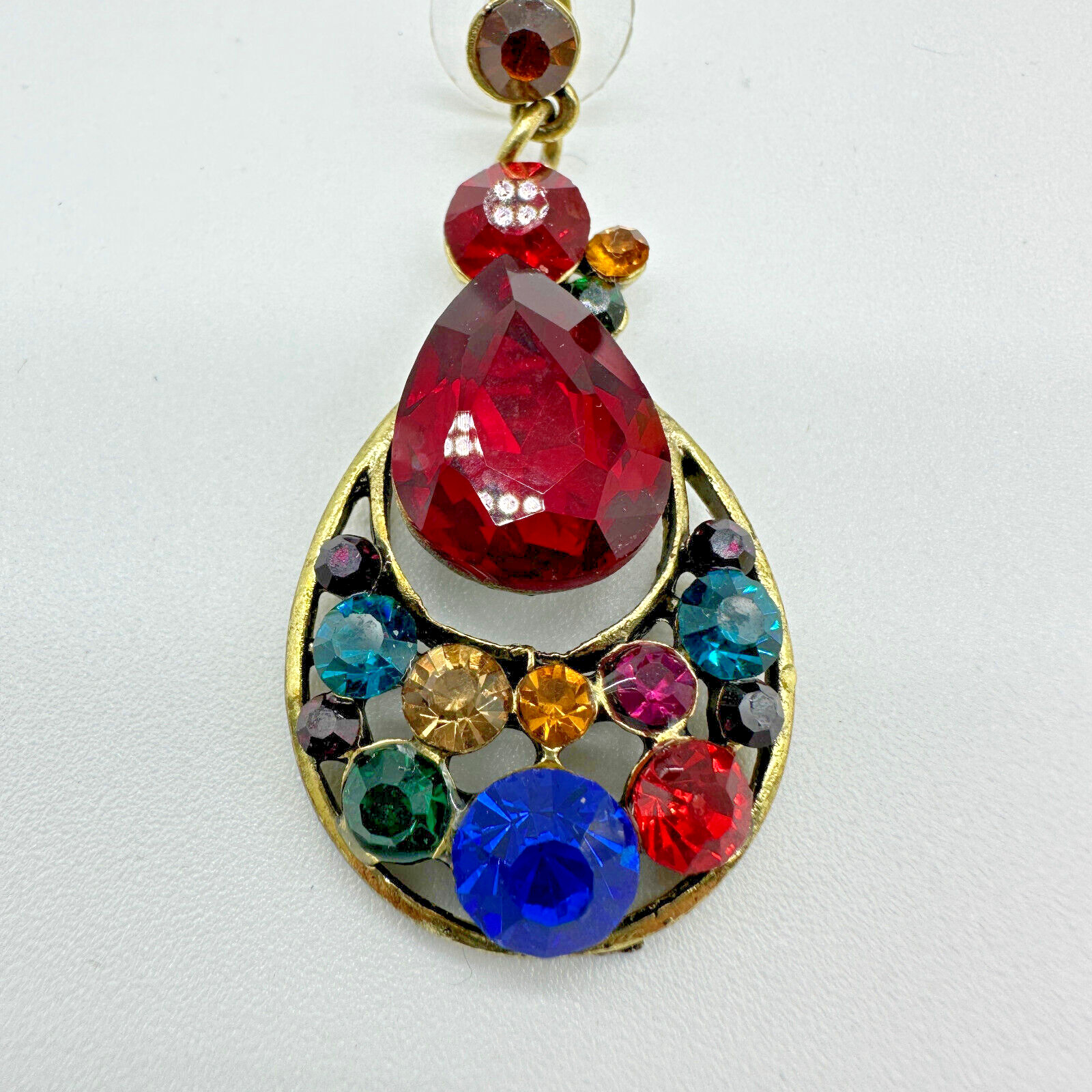 Multicolor Rhinestone Dangle Statement Earrings S… - image 3