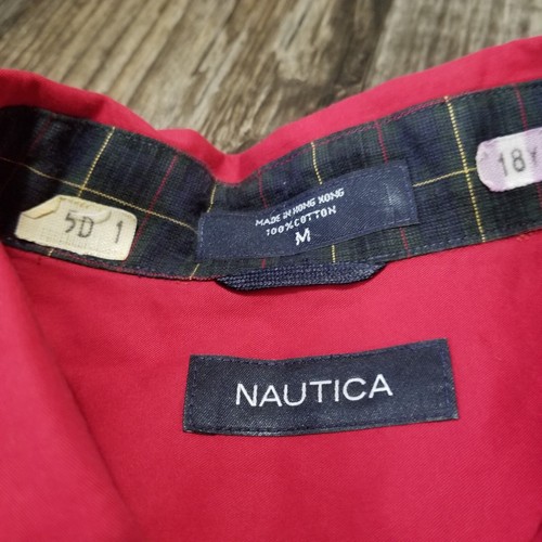 Nautica Classic Fit Shirt Men Medium Solid Red Long Sleeve Button Down Preppy - Picture 10 of 15