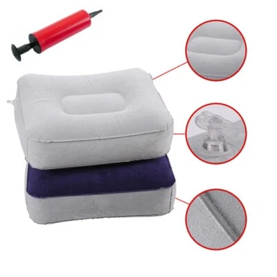 Train Travel Computer Under Desk Flocked Inflatable Cushion Foot Rest with Pump