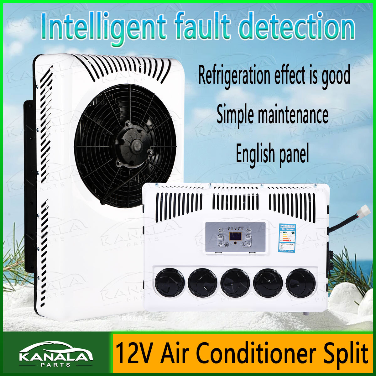 #62 White 12V 10000 BTU Air Conditioner Split A/C Kit Fits Caravan Semi Trucks