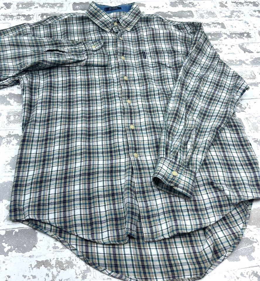 Vintage Ralph Lauren Chaps Shirt Men Large Gray Green Flannel Button Up 90s Y2K - Image 4 of 4