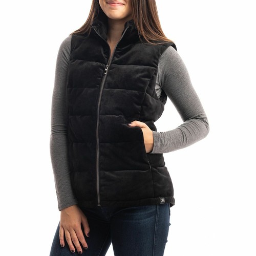 Zeroxposur Women's Zip Front Black Velour Puffer Vest - Small - 第 1/2 張圖片