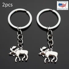 2pcs Moose Keychain -  Sportsman Hunting Hunter Outdoorsman Antler Deer Keyring