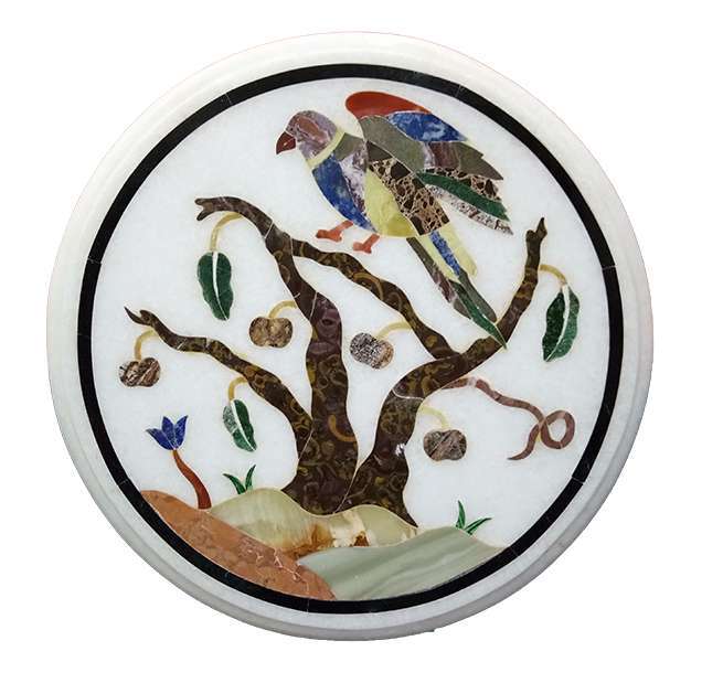 Handmade Pietra Dura Marble Coffee Table 12 Inch Home Decor