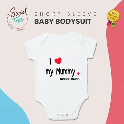 I LOVE MY MUMMY SO MUCH MÄDCHEN JUNGEN BABY BODY ANZUG MITWACHSENDE WESTE KIND KINDER GESCHENK
