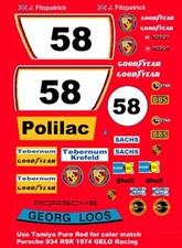 58 Gelos Racing Porsche 934 1974 1/64th HO Scale Slot Car Decals