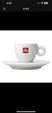 Illy  Logo Cappuccino Cup 10 oz & Saucer Set of 4 Made in Itlay IPA Porcelain