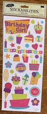 Stickabilities The Paper Studio Happy Birthday Girl 5x12 Cake Party Wish Sticker
