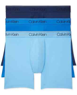 Calvin Klein Men's Microfiber Stretch Boxer Briefs Blue Medium Pack Of 3