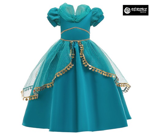 Simile Jasmine Vestito Carnevale Azzurro Bambina Cosplay Costume JASMDIR08  | eBay