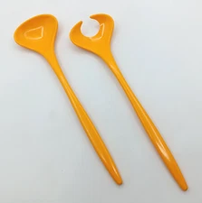 Vtg Yellow Mepal Rosti Melamine Salad Tossing Fork/Spoon MCM Denmark #2533-2534