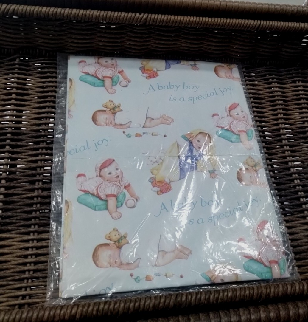 Vintage  NOS American Greetings Newborn Baby Boy Gift Wrap