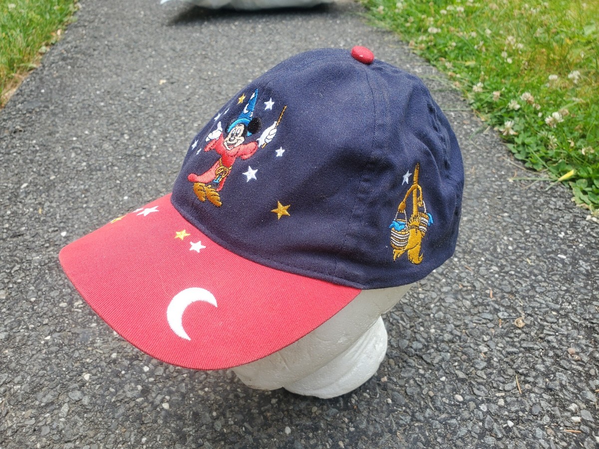 Vintage 1990s Disney Kids Hat Embroidered Fantasia Sorcerer Mickey
